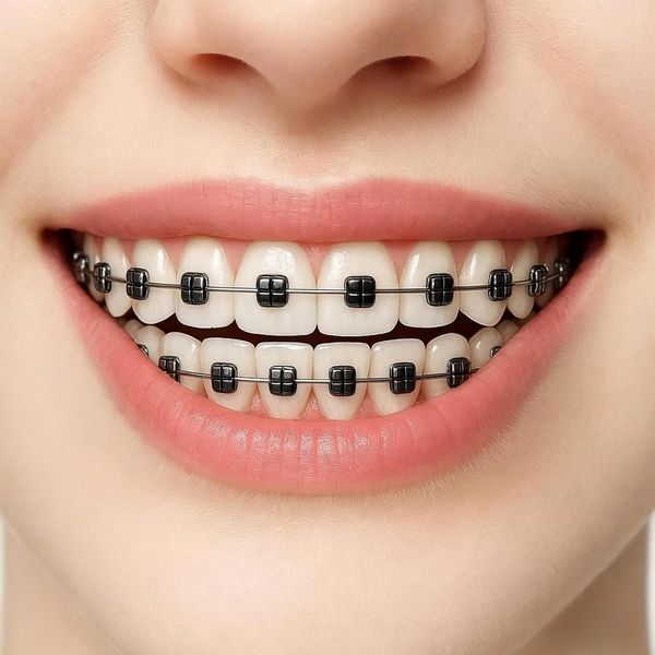 Black braces color preview on real teeth