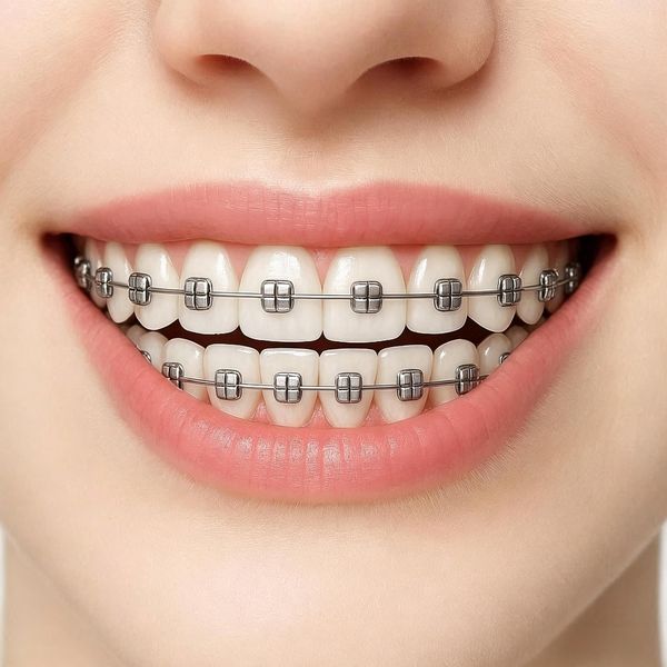 Silver braces color preview on real teeth