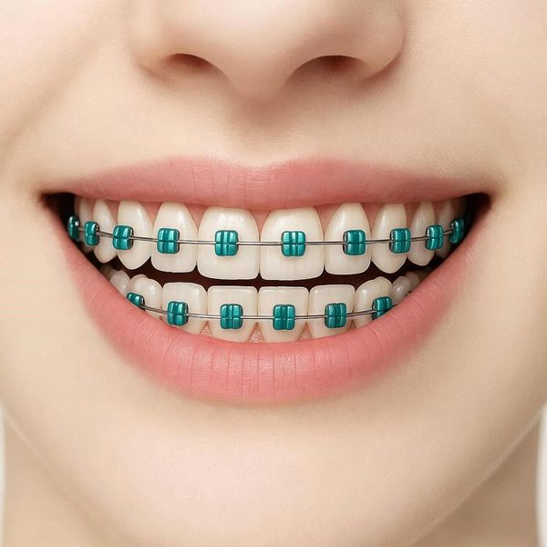 Teal braces color preview on real teeth